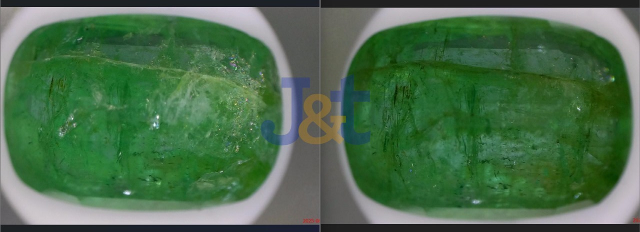 Emerald before left and after right 3