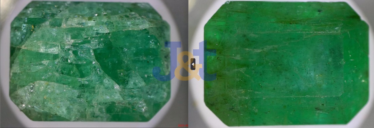 Emerald before left and after right 6